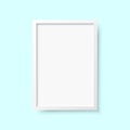 Gray realistic rectangular blank frame on a light background. Blank photo frame mockup template.