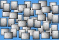 Gray rectangles on a blue background. Abstract background