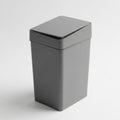 Gray Rectangular Trash Can with Hinged Lid on White Background garbage can waste bin Royalty Free Stock Photo