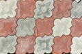 Gray and red arabesque tile blocks Royalty Free Stock Photo