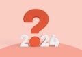 Gray 2024 with red big question mark as new year card or background Royalty Free Stock Photo