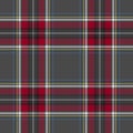 Gray red check tartan textile seamless pattern