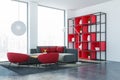 Gray and red loft living room corner Royalty Free Stock Photo