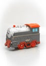 Gray-red toy train that travels quickly Royalty Free Stock Photo