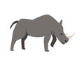 Gray rhino, rhinoceros. Flat vector illustration. Isolated on white background. Royalty Free Stock Photo