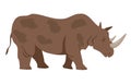 Gray rhinoceros in flat cartoon style. Silhouette of a standing rhinoceros. Side view. Happy friendly rhinos. Wild Royalty Free Stock Photo