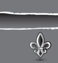 Gray ripped banner with fleur de lis
