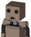 Gray Robot With Box Head And Sad Mouth And Red Eyed