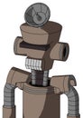 Gray Robot With Cylinder-Conic Head And Teeth Mouth And Black Visor Cyclops And Radar Dish Hat