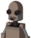 Gray Robot With Dome Head And Happy Mouth And Black Glowing Red Eyes