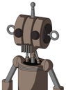 Gray Robot With Multi-Toroid Head And Vent Mouth And Two Eyes And Single Antenna