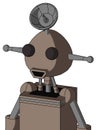 Gray Robot With Rounded Head And Happy Mouth And Two Eyes And Radar Dish Hat