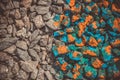 Gray rocks and stones in bright paint filter Royalty Free Stock Photo