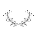 Gray scale decorative half crown floral branch Royalty Free Stock Photo