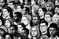 Gray scale diverse people crowd abstract art seamless pattern. Multi-ethnic community, big cultural diversity group background