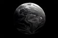 Gray Scale Drawing of Planet Earth, Representing a Lonely Planet, Generative AI Royalty Free Stock Photo