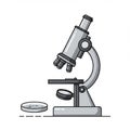 Gray-scale illustration of a monocular microscope with a rotating nosepiece, objectiv Royalty Free Stock Photo