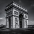 Gray scale shot of the Arc De Triomphe captured in Paris, France