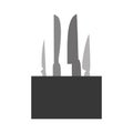 gray scale silhouette with knife block set Royalty Free Stock Photo