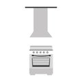 gray scale silhouette stove with with extractor hood