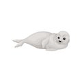 Gray seal pup lying on its side. Animal of Arctic or Atlantic ocean. Cute marine mammal. Flat vector icon