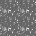 Gray seamless pattern-medical items