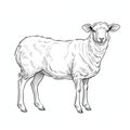 Detailed Sketch Of A Realistic Sheep: Monochrome Coloring Page