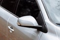 gray side mirror of the car with turn signal repeaters. Exterior new car. side mirror of the car with turn signal Royalty Free Stock Photo