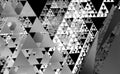 Sierpinski triangle texture on black background. It is a fractal with the overall shape of an equilateral triangle, subdivide