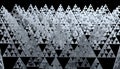 Sierpinski triangle texture on black background. It is a fractal with the overall shape of an equilateral triangle, subdivided