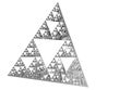 Sierpinski triangle on white background. It is a fractal with the overall shape of an equilateral triangle, subdivided recursively Royalty Free Stock Photo