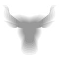 Gray silhouette of a bull head with paper cut layers. The symbol of the new year 2021. Buffalo with horns. Vector colorful Royalty Free Stock Photo