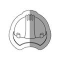 Gray silhouette dotted sticker construction helmet icon