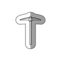 Gray silhouette dotted sticker pickaxe Royalty Free Stock Photo