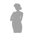 Gray silhouette of a pretty young pregnant woman with neatly arranged long hair on a white background Royalty Free Stock Photo