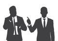 Gray silhouettes portrait of two businessmen posing on white background, flat line vector and illustration. Royalty Free Stock Photo