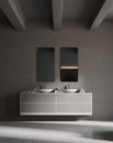 Gray sink vanity unit in a gray bathroom Royalty Free Stock Photo