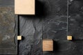 Gray slate tiled wall background