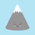 Gray sleeping mountains. Kawaii cartoon character with a cute face.