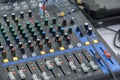 Gray slide button box on the control panel Audio mixer Royalty Free Stock Photo