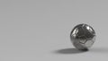 Gray soccer metal ball silver isolated on black background. Football 3d render illlustration Royalty Free Stock Photo