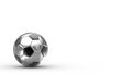 Gray soccer metal ball silver isolated on black background. Football 3d render illlustration Royalty Free Stock Photo