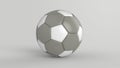 Gray soccer plastic leather metal fabric ball isolated on black background. Football 3d render illlustration Royalty Free Stock Photo