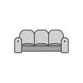 Gray sofa illustration featuring a three-seat design with padded armrests and simple Royalty Free Stock Photo