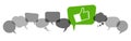 gray speech bubbles with green thumbs up