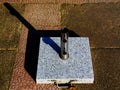 Gray square granite counterweight and umbrella base with stainless steel pipe sleeve