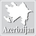 Gray icon with white silhouette of a map and the inscription Azerbaijan