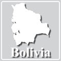 Gray icon with white silhouette of a map and the inscription Bolivia