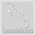 Gray icon with white silhouette of a map and the inscription Commonwealth of the Bahamas