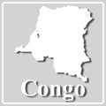 Gray icon with white silhouette of a map and the inscription Congo